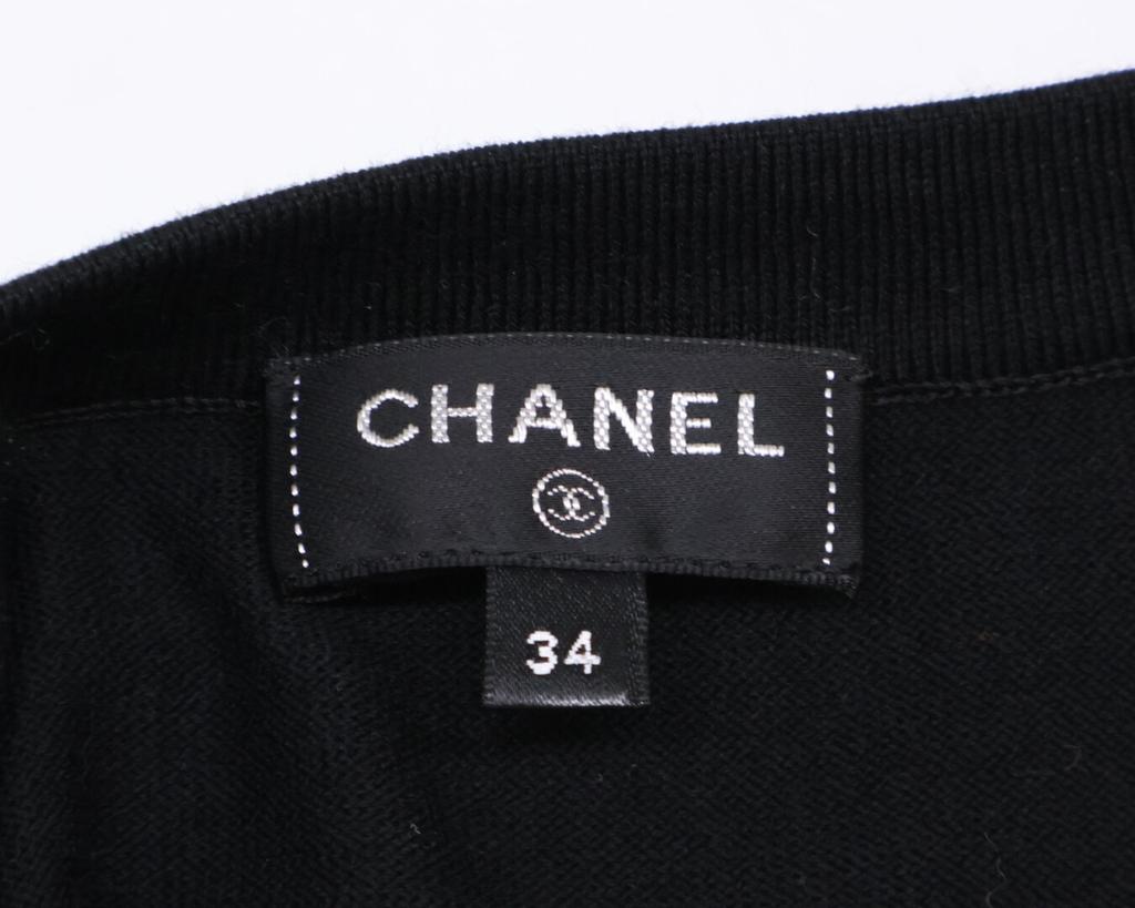 CHANEL Good condition, genuine Japanese product, P72160K10373, 22P, multi-logo icon cotton knit T-shirt tops 34 blackUsed