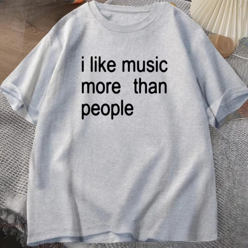 I Love Musicthemed Tshirts More Than People Unisex Fun Tshirts for Music Lovers Cotton Short Sleeves Loose Mens Clothing