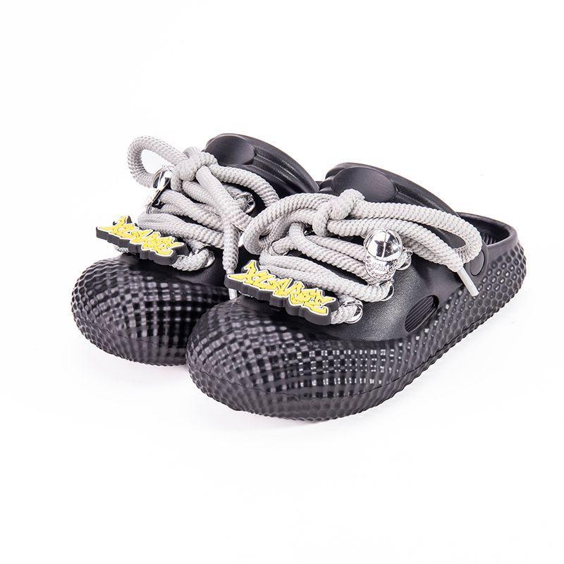 

Hole shoes women s summer wear new cute straps platform slippers non-slip fashion versatile sandals 44/45 [Standard Size] чёрный