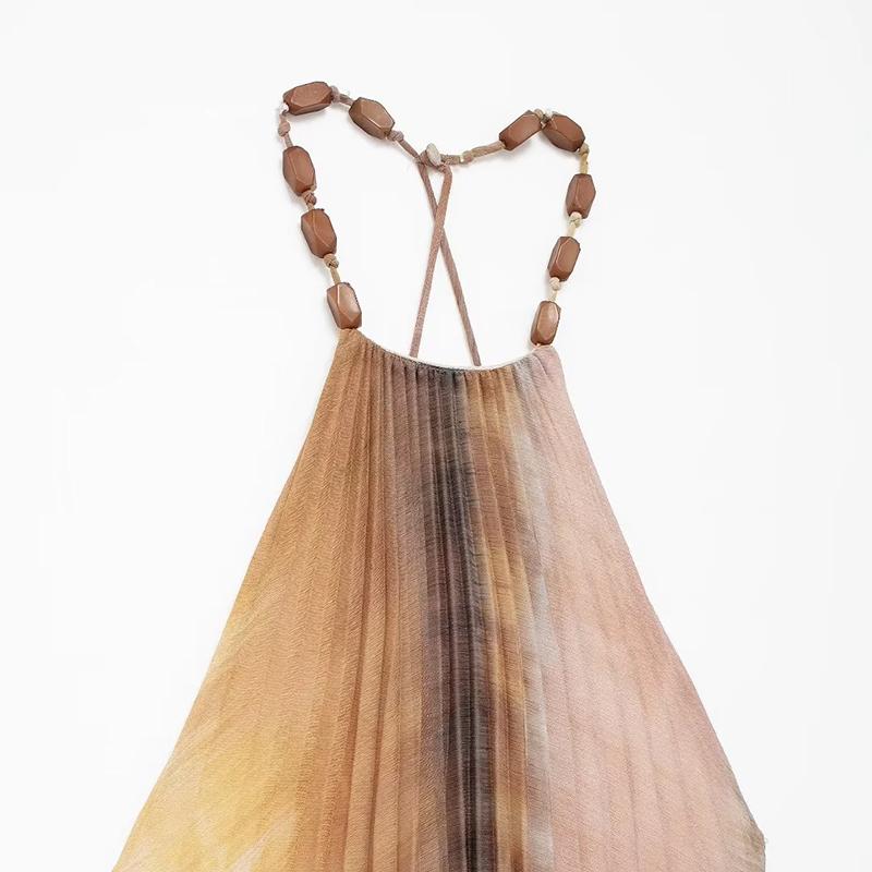 Сексуальное плиссированное длинное платье с принтом тай-дай — фото 10