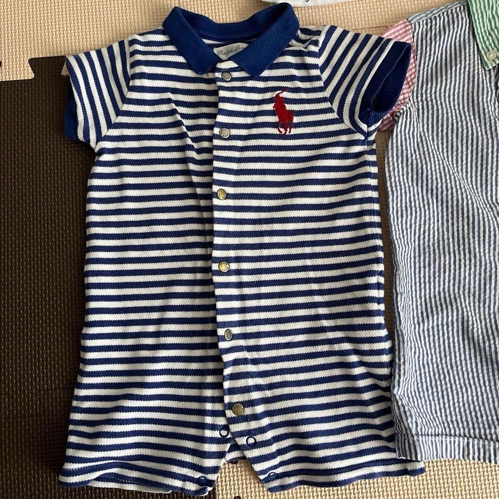 Used Ralph Lauren Baby Romper Polo Bear Hat Cap