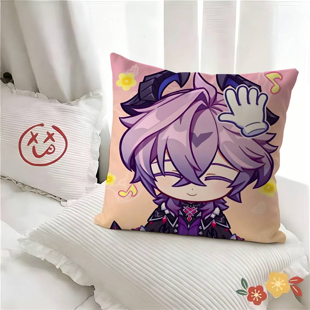 pc Kawaii Chibi Durin Game Genshin Impact Pillow Case Fashion Square Pillowcase Bedroom Sofa Room Ins Decoration Leisure
