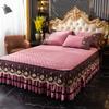 Winter Crystal Velvet Single-piece Padded Lace Bed Skirt Thickened Thermal Mattress Cover Mattress Cover Non-slip Bed Cover Pad