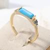 Vintage Square Inlaid Blue Stone Women's Ring Ethnic Gold Color Hand Carving Daily Wear Party Jewelry Anniversary Gift
