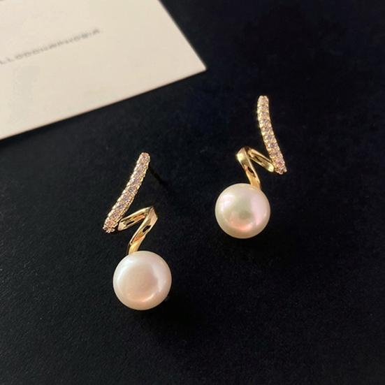 1 Pair Stud Earrings Twisted Rhinestones Jewelry Korean Style Faux Pearls Stud Earrings Jewelry Gifts