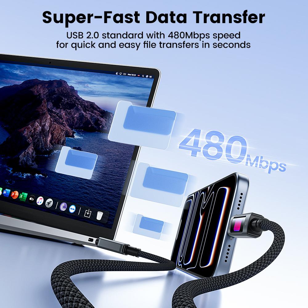 TOOCKI TX112C2 1m PD 100W USB-C auf USB-C Schnellladekabel Eingebauter E-Marker Chip 480Mbps Datenübertragungskabel