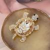 Crystal Studded Turtles Brooch With Secure Clasp Hypoallergenically Alloy Lapel Pin Jewelry For Parties Travel Gifts