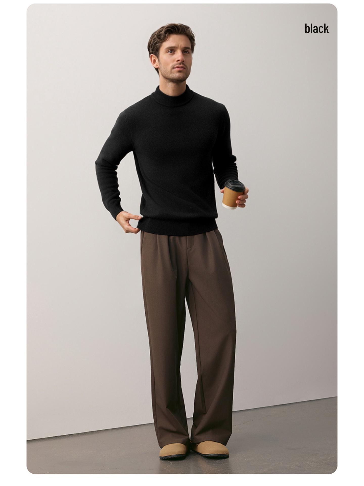 Мужской осенне-зимний свитер из бархатного трикотажа: Толстый, однотонный, модный ленивый стиль. L