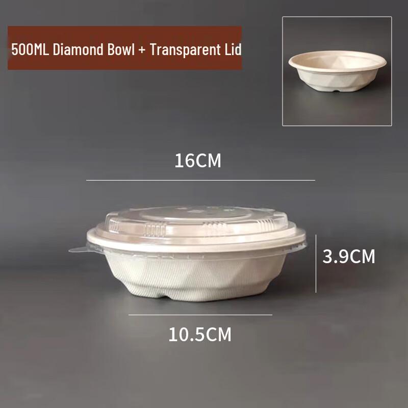 500ml Disposable Paper Diamond Shaved Ice Bowl with Lid