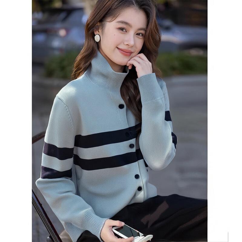 

Mocana Women s Striped Lapel Long-Sleeve Jacket One Size