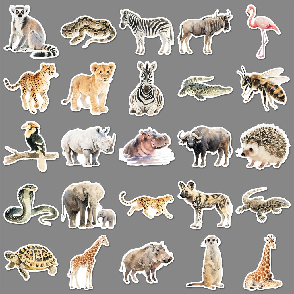 50 New African Animal Graffiti Stickers Personalized Cartoon Lion Decorative Mobile Phone Case Suitcase Stickers