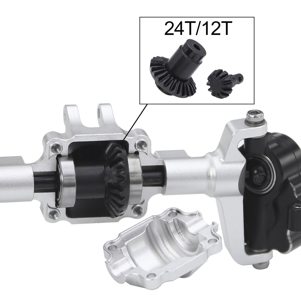 Aluminum Front Rear Portal Axle Complete Set+Brass Knuckle Cover For FMS FCX24 Power Wagon K5 FCX18 LC80 RC Crawler Upgrade Part
