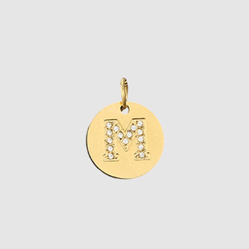 CARLIDANA Classique Minimaliste Alphabet 26 Breloques Lettres en Cristal Collier Pendentif Rond Lettre Acier Inoxydable Collier DIY