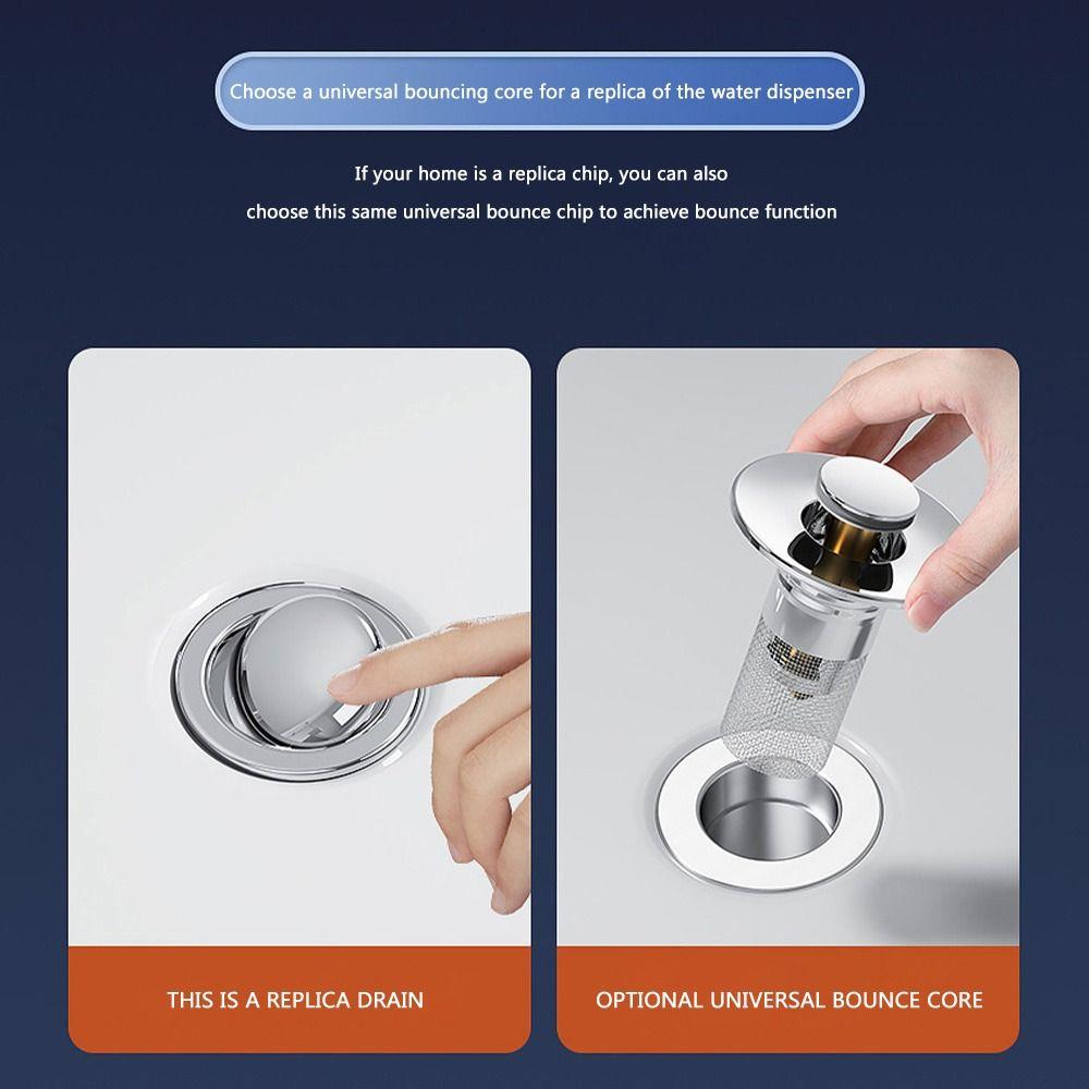 Stainless Steel Pop Up Drain Filter Hair Trap Washbasin Bounce Core  Bathroom Accessory