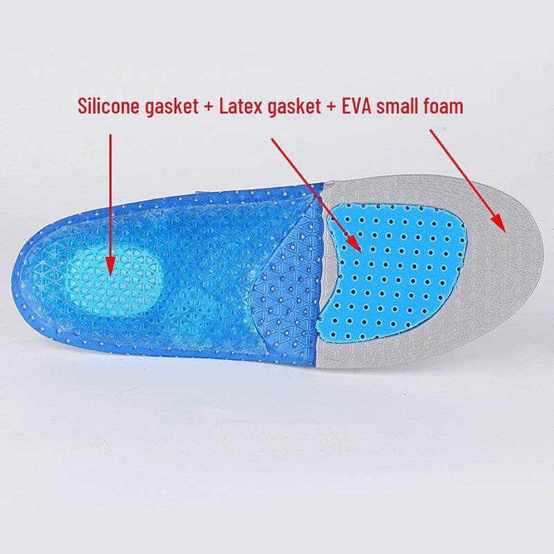 Silicone Heel Shock-Absorbing Breathable Sports Insole with Cuttable Forefoot Latex EVA for Summer Running