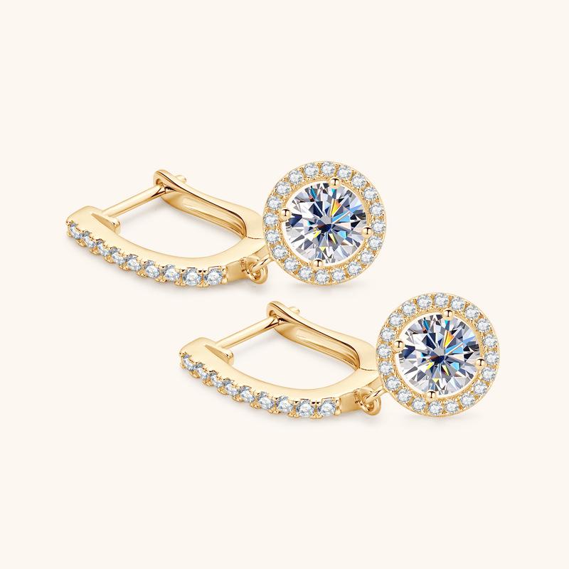 Moissanite Dangle Earrings - Influencer Style, Niche Design, Light Luxury, High-End Silver