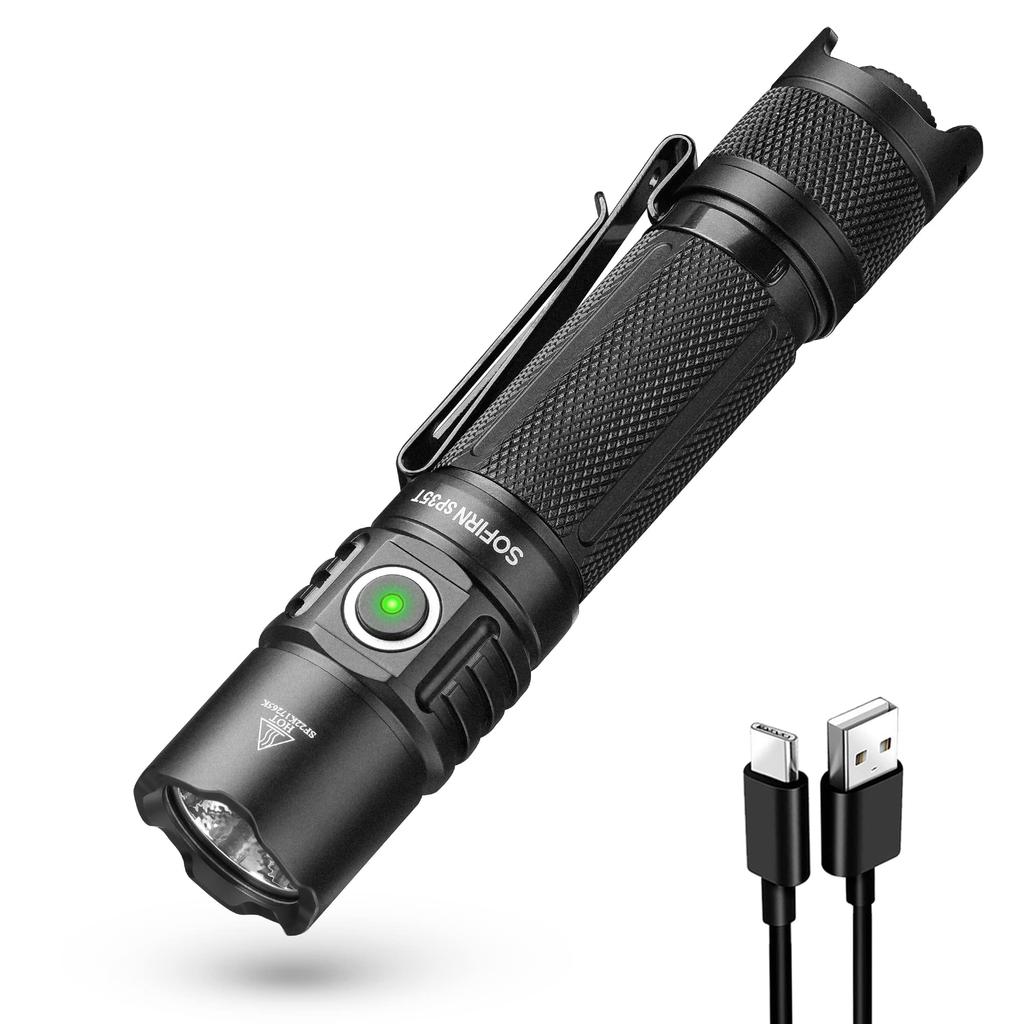Sofirn SP35T Powerful Disaster High Brightness 3800 Military Grade LED Dual Switch IPX8 Power Outage Emergency Hiking Flashlight, Preparedness,