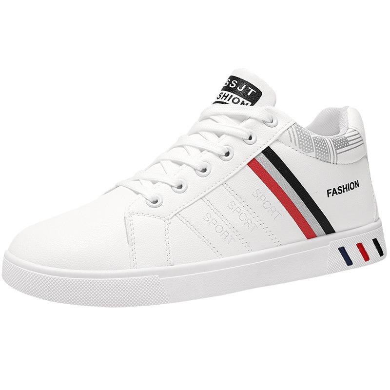 2024 Spring Men's Casual White Mid-High Skate Shoes, Extra Large Size, Trendy Breathable Sports Design