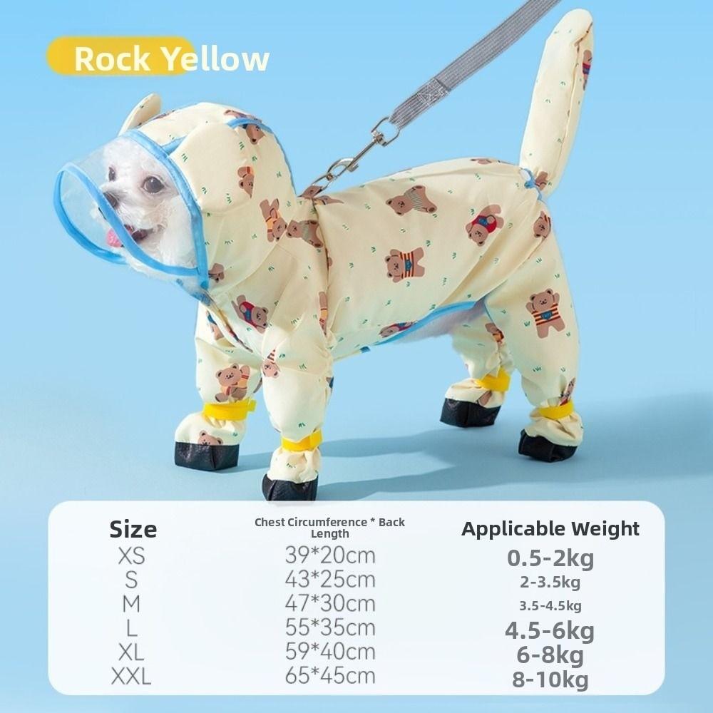 Windproof Dog Rain Cloak Cartoon Four Leg Raincoat Stylish Small Dog Clothes  Cats