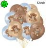 Coffee Brown Teddy Bear Balloon Number Heart Balloon Set Kid Birthday Party Decoration Baby Shower Wedding Valentine's Day Decor