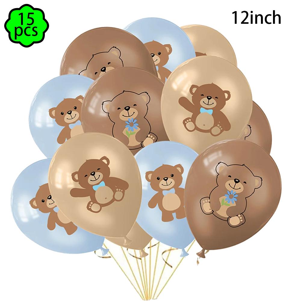 Coffee Brown Teddy Bear Balloon Number Heart Balloon Set Kid Birthday Party Decoration Baby Shower Wedding Valentine's Day Decor