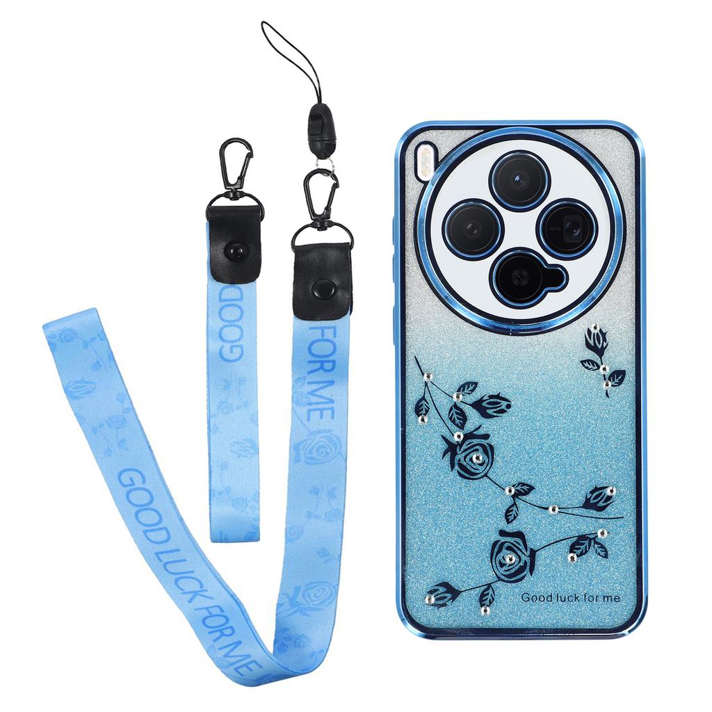 KADEM For vivo X300 5G Case Flower Pattern TPU Gradient Phone Cover with Lanyards