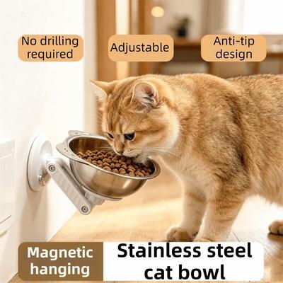 Space Saving Wall Mounted Dog Bowl Height Adjustable Cat Food Bowl  for Cats and Dogs