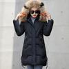 Women's Fashion Big Hair Collar Slim Waist Long Down Cotton Jacket Cotton Coat