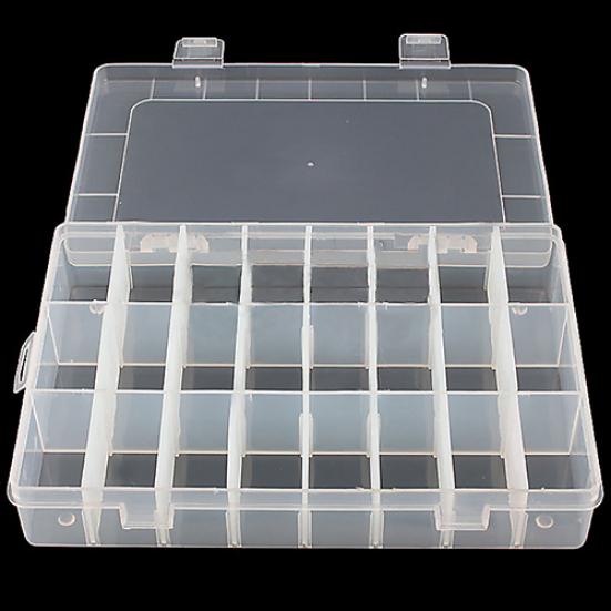 Clear Adjustable 24-Compartment Earring Ring Jewelry Storage Box Container Case