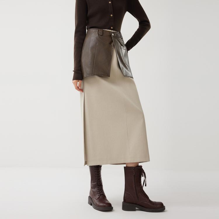 ELLE French Vintage Two-Piece Straight Midi Skirt Stylish A-Line Casual Long Skirt Women skirts ER53065