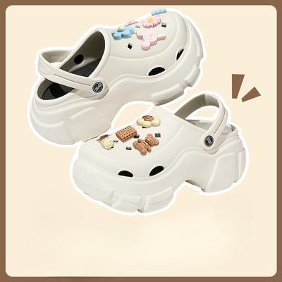 Women Mules Platform Beach Slippers Cave Hole Sandals DIY Cute Cartoon Clogs Female Garden Shoes for Students Girls