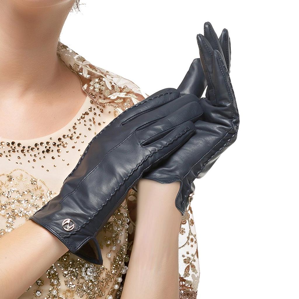 Nappaglo Short Leather Winter Gloves with Cashmere Smartphone Perfect for and Parties Smartphone Women's Lining, Compatible, Handmade, Commuting,