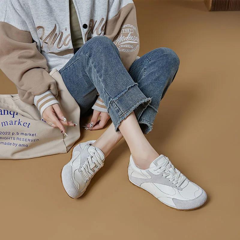 Fashion Fashion Mixed Colors Lace Up Brand Flat Sneakers Women Comfortable Non-slip Running Derby Shoes Large Size Casual Slip On Shoes