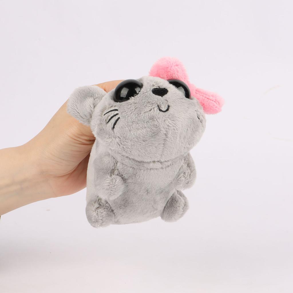 15cm Grey Big Eyed Hamster Plush Toys Bow Hamster Plush Doll Soft Stuffed Animal Toy Cute Plushies Kids Birthday Halloween Gifts