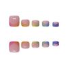 Summer French Gradient False Toe Nails Wearable  Short Square Foot Nails Set Press On Nail Tips Rainbow Fake Toenails Full Cover