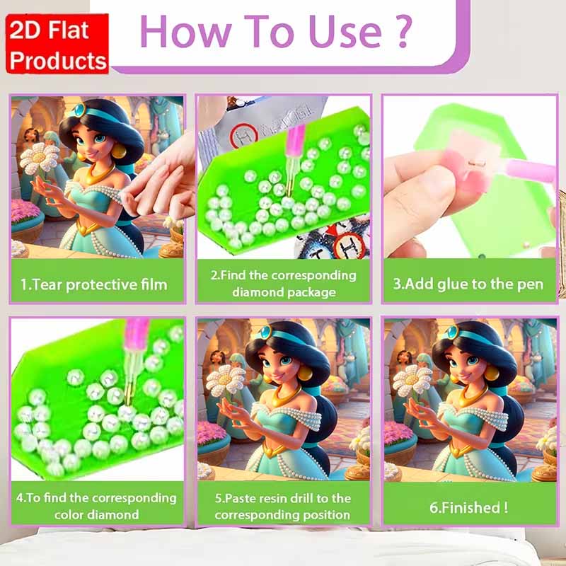 Disney Pearl Painting Set Princess Jasmines Pearl Daisy Market Home Decor Handmade Gift