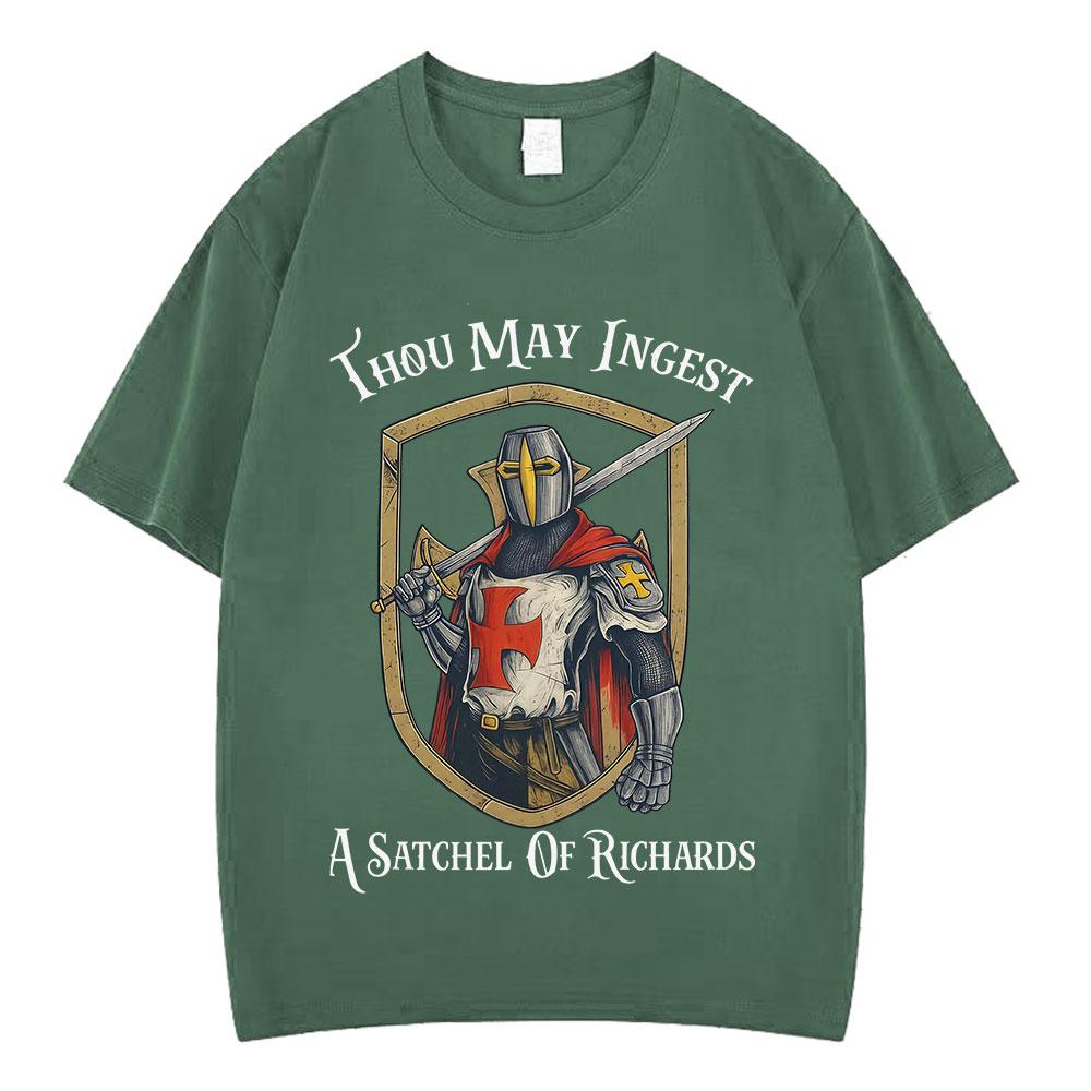 Medieval Knight Funny Meme Tshirt Men Women Vintage Fashion Tshirts Summer Shortsleeved Loose HipHop Cotton ONeck TShirts