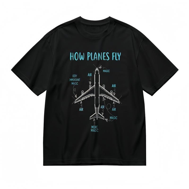 

Women s Comfy Breathable Classic T-Shirt Plane Flight Humor Graphic Tee L