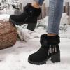 Fashion Fluffy Fur High Heel Ankle Boots with Platform Women 2025 Winter Thick Bottom Furry Snow Boots Warm Short Plush Woman's Shoes