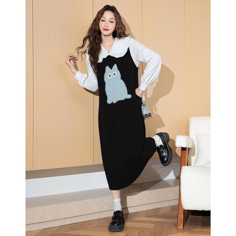 

Женское осенне-зимнее платье-жилет TonLion с принтом кошки L