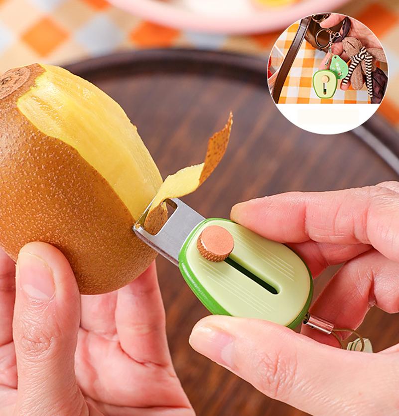 Carry-on Portable Fruit Peeler Mini Peeler Stainless Steel Retractable Knife Holder Outdoor Fruit Grater