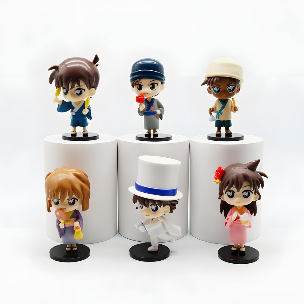 6Pcs/Set Detective Conan Summer Garden Party Series Conan Edogawa Mouri Ran Haibara Ai Figure Collectible Decoration Model Toy