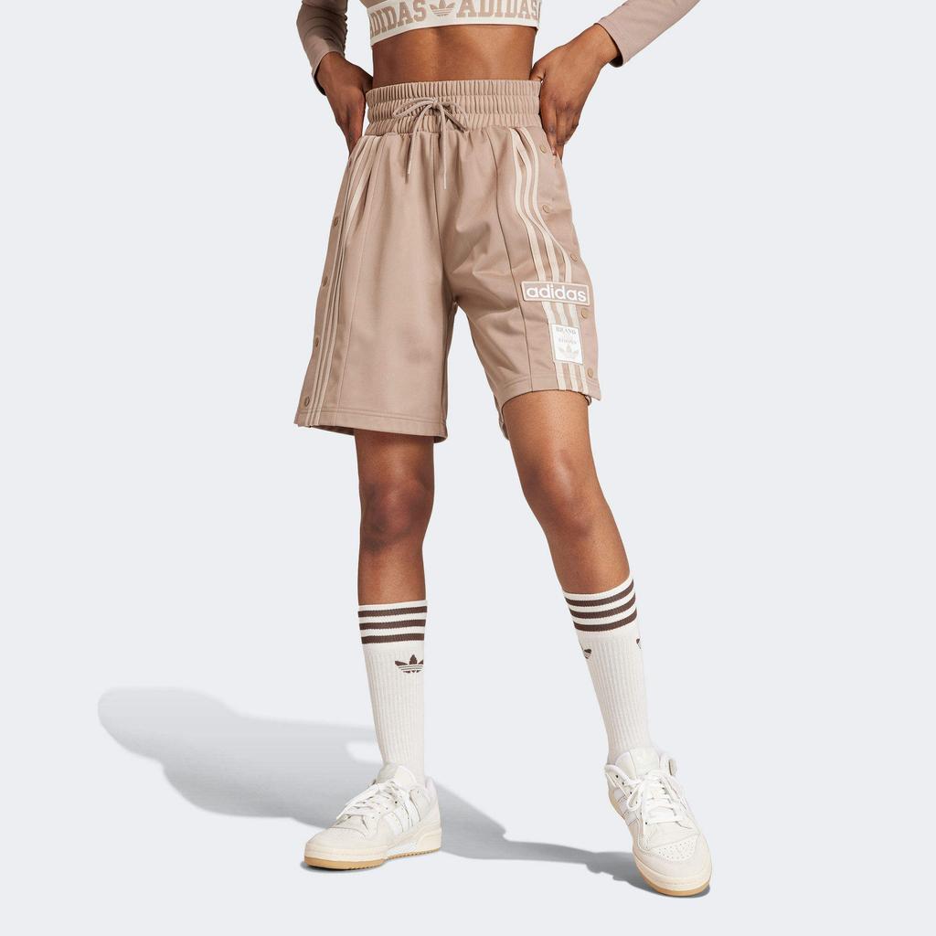 Adidas Originals Neutral Court Adibreak Letter Logo Print Striped Color Block Casual Shorts Women Shorts Brown IS5258