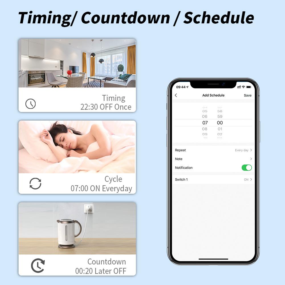 Protecție la suprasarcină Tuya EU WiFi tip-M Priză inteligentă 16A App Telecomandă Control vocal HUB Priză inteligentă gratuită