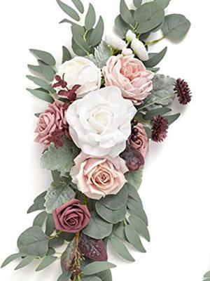 2Pcs Artificial Flower Swag Wedding Arch Flowers DIY Fake Flower Arrangements Party Welcome Ceremony Sign and Reception Backdrop Floral Decoration