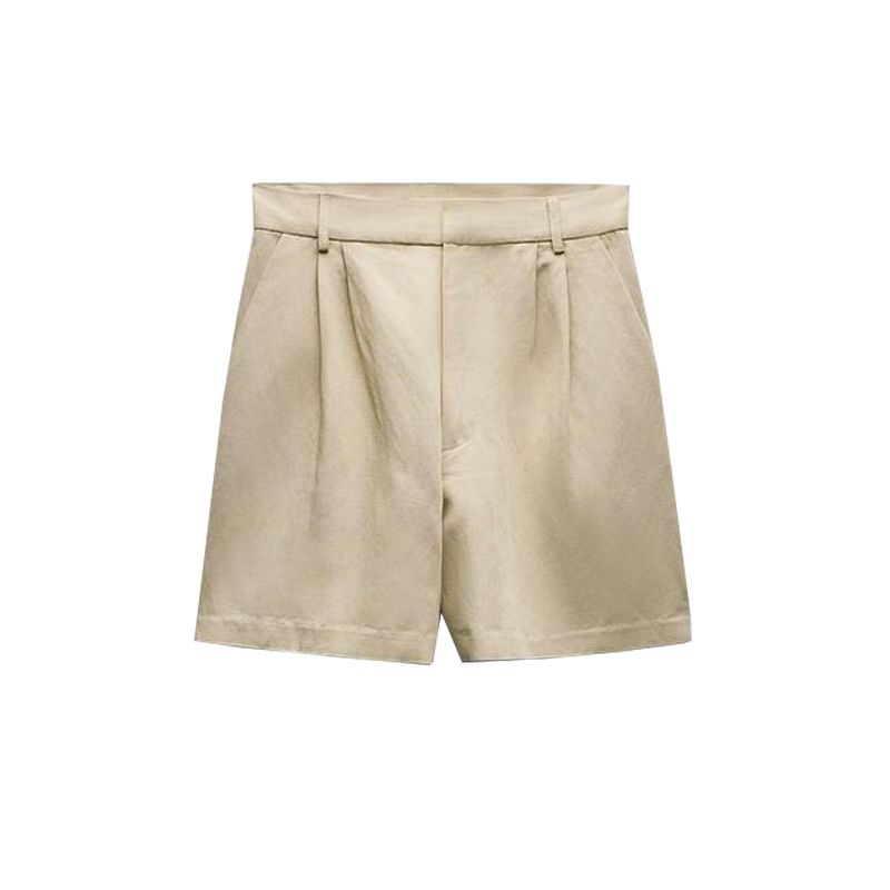 Spring New Split Vest 5320767 High Waist Linen Blended Shorts Female 3152503 1255430