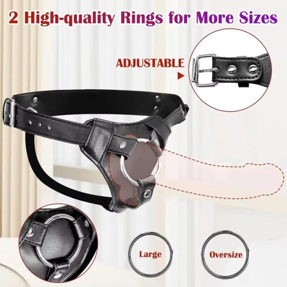 Dildo Harness Adults Sex Toys for Women Men BDSM Wearable Leather Pants Men Pegging Dildo Adjustable Belt Multiple Sizes Rings