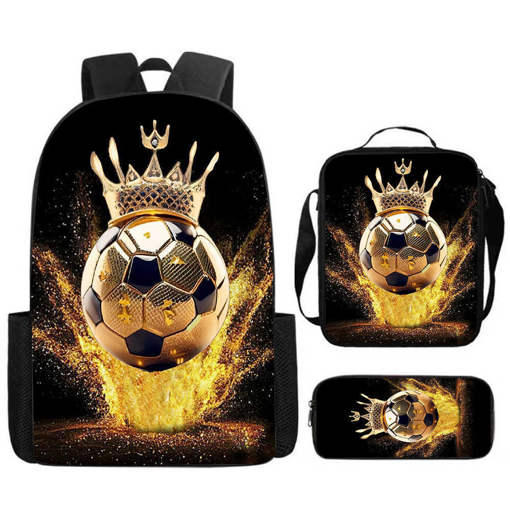 Lusso Popolare Divertente Novità calcio football Stampa 3D 3pz/Set alunno Zaini Scolastici Zaino Zaino per Laptop Zaino Pranzo Astuccio