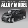 Large Size 1/18 Toyota Alphard MPV Alloy Car Model Diecast Metal Toy Vehicles Car Model Simulation Sound and Light Children Gift