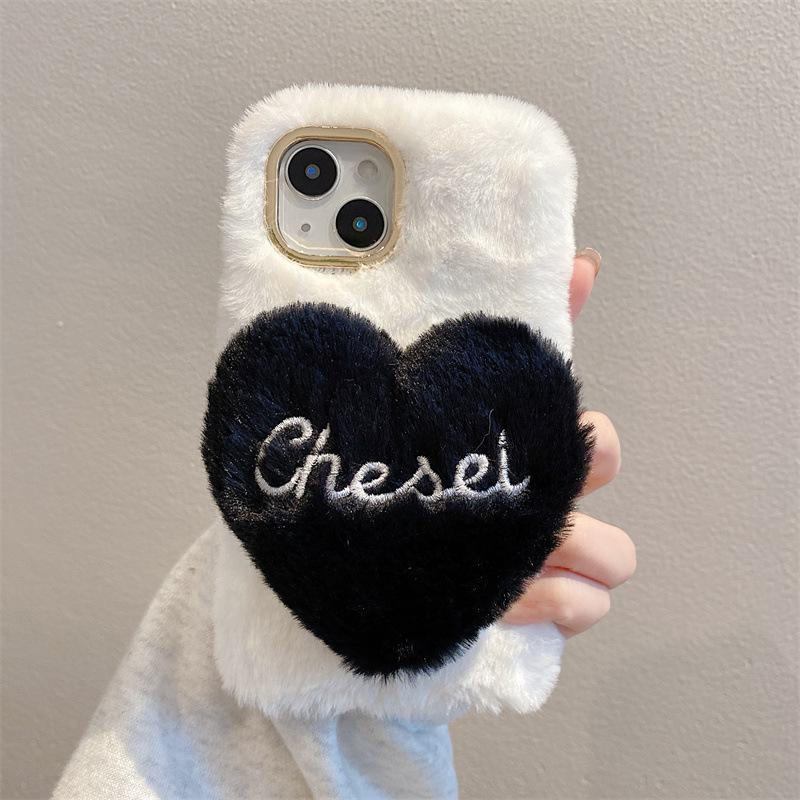 

Плюшевый чехол для мобильного телефона Apple 15 Promax: 3D-дизайн Love для осени/зимы, модный и простой. iPhone 14 Plus